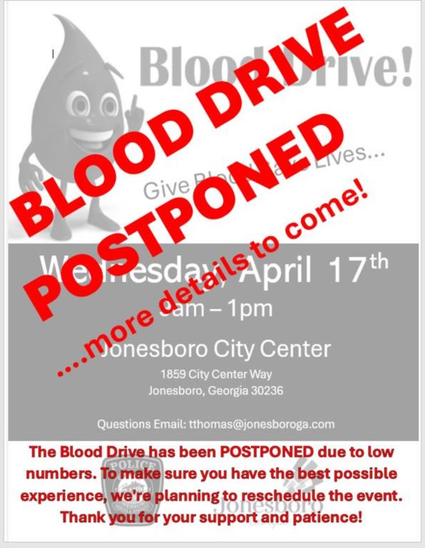 Blood Drive Postponed